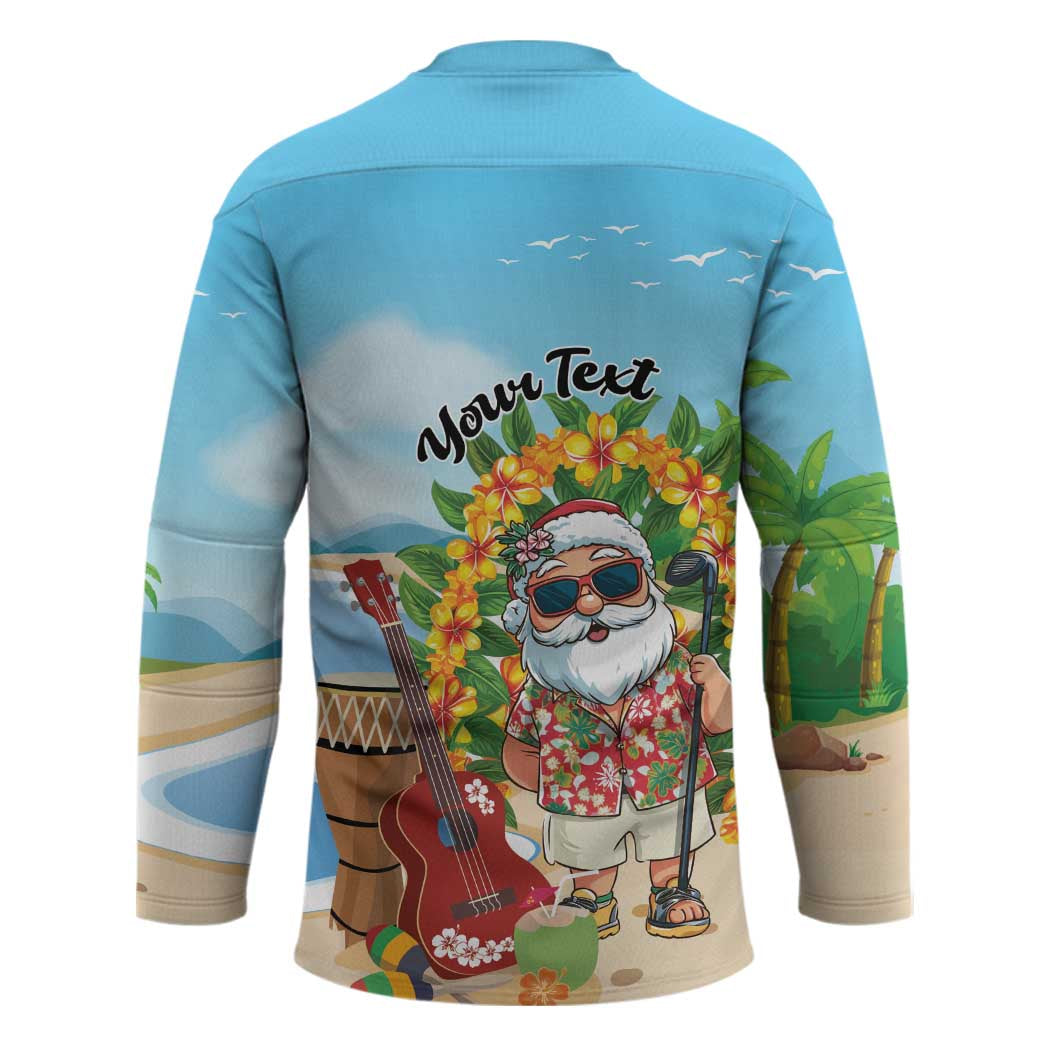 Personalized Hawaii Golf Christmas Hockey Jersey Mele Kalikimaka Funny Golfer Santa - Wonder Print Shop