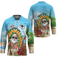 Personalized Hawaii Golf Christmas Hockey Jersey Mele Kalikimaka Funny Golfer Santa - Wonder Print Shop