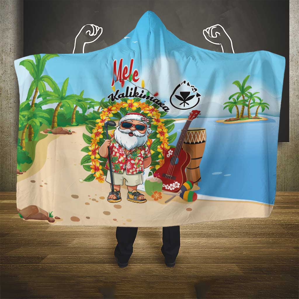 Hawaii Golf Christmas Hooded Blanket Mele Kalikimaka Funny Golfer Santa - Wonder Print Shop