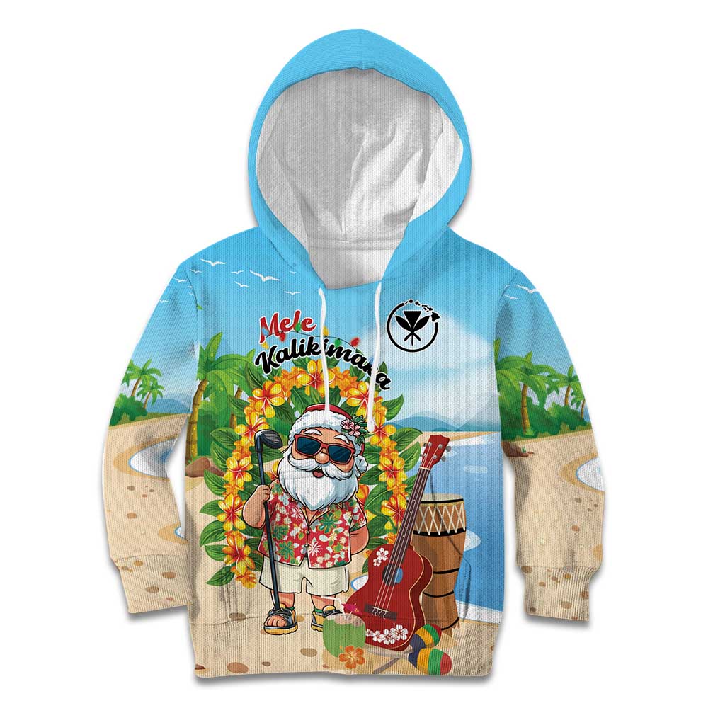 Personalized Hawaii Golf Christmas Kid Hoodie Mele Kalikimaka Funny Golfer Santa - Wonder Print Shop