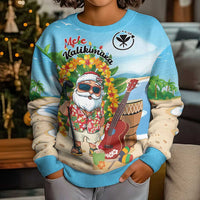 Personalized Hawaii Golf Christmas Kid Ugly Christmas Sweater Mele Kalikimaka Funny Golfer Santa - Wonder Print Shop