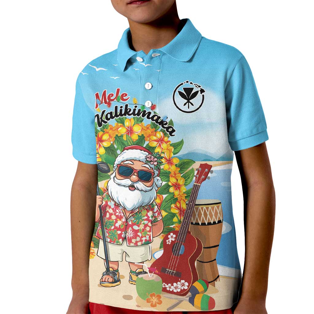 Personalized Hawaii Golf Christmas Kid Polo Shirt Mele Kalikimaka Funny Golfer Santa - Wonder Print Shop