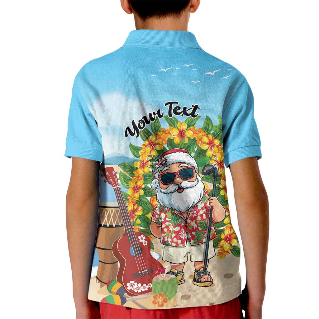 Personalized Hawaii Golf Christmas Kid Polo Shirt Mele Kalikimaka Funny Golfer Santa - Wonder Print Shop