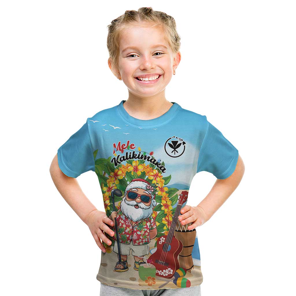Personalized Hawaii Golf Christmas Kid T Shirt Mele Kalikimaka Funny Golfer Santa - Wonder Print Shop