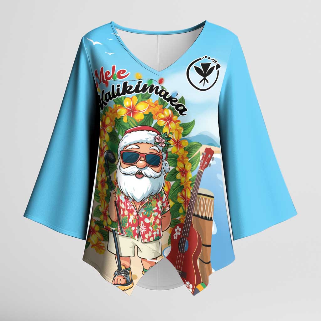 Personalized Hawaii Golf Christmas Kimono Sleeve Blouse Mele Kalikimaka Funny Golfer Santa - Wonder Print Shop