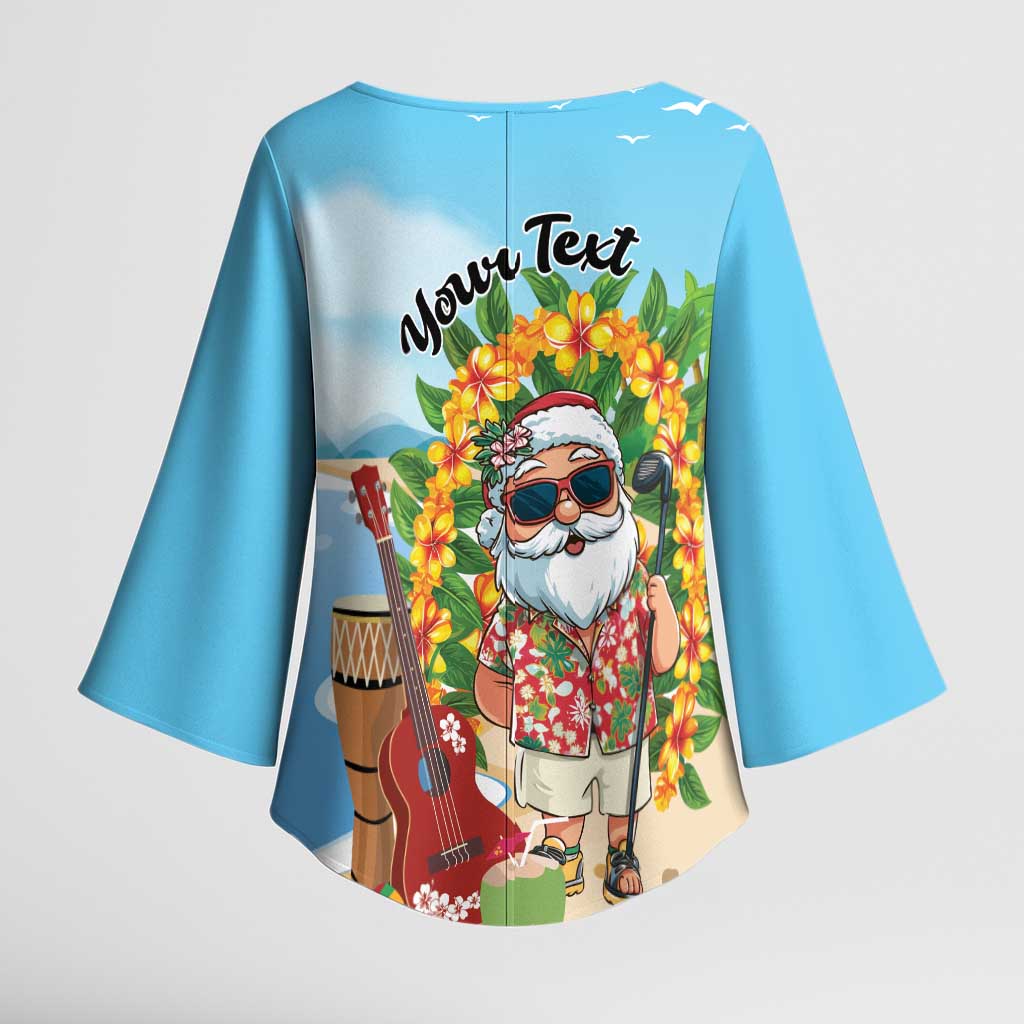 Personalized Hawaii Golf Christmas Kimono Sleeve Blouse Mele Kalikimaka Funny Golfer Santa - Wonder Print Shop