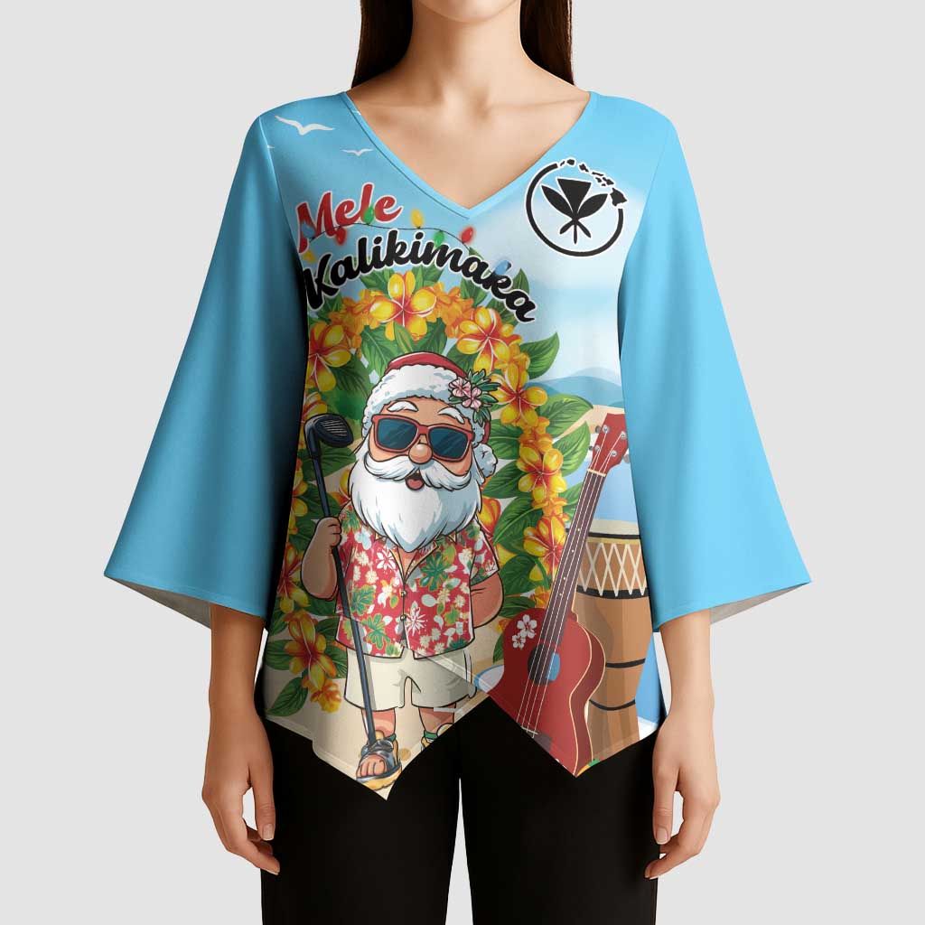 Personalized Hawaii Golf Christmas Kimono Sleeve Blouse Mele Kalikimaka Funny Golfer Santa - Wonder Print Shop