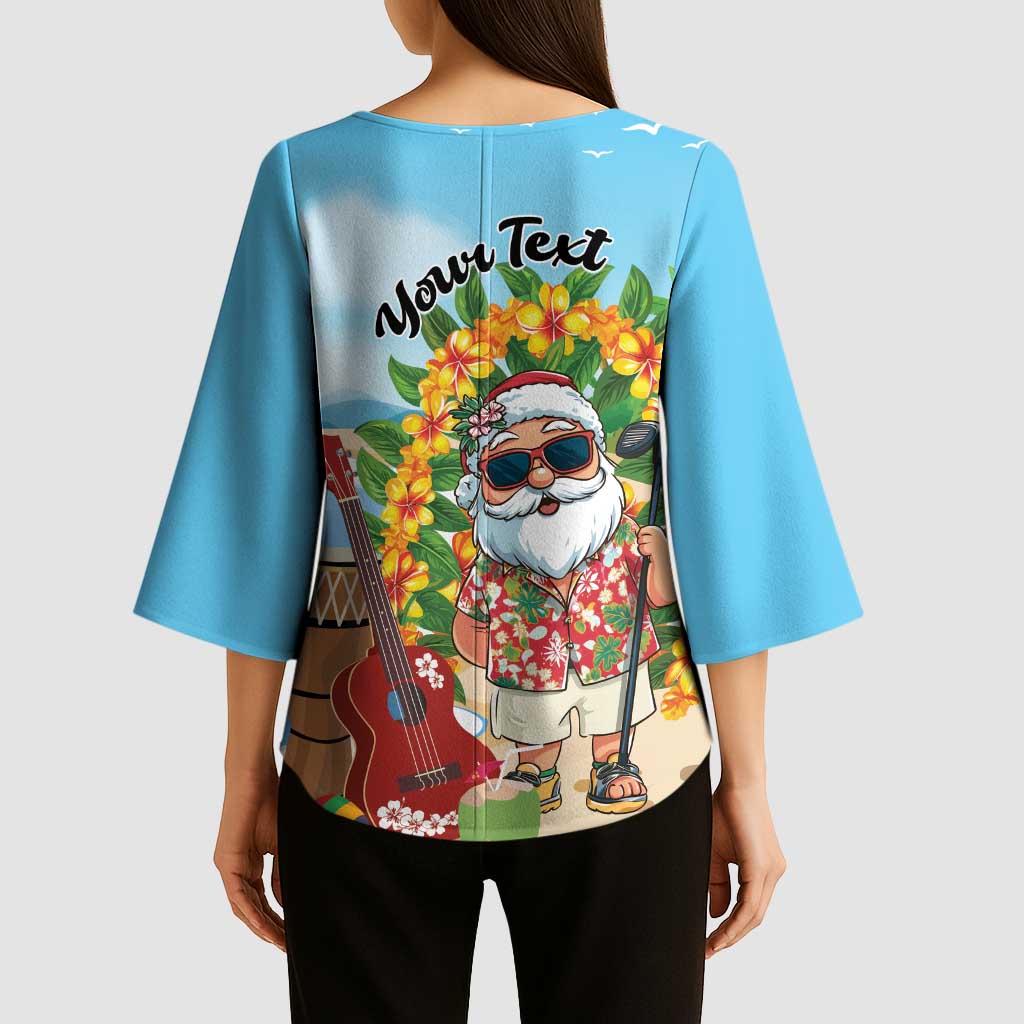 Personalized Hawaii Golf Christmas Kimono Sleeve Blouse Mele Kalikimaka Funny Golfer Santa - Wonder Print Shop