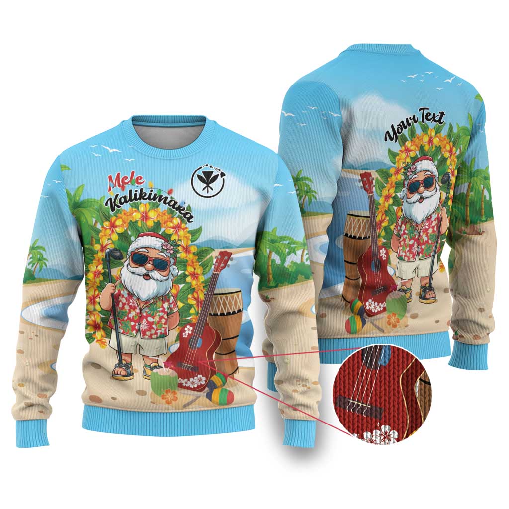 Personalized Hawaii Golf Christmas Ugly Christmas Sweater Mele Kalikimaka Funny Golfer Santa - Wonder Print Shop