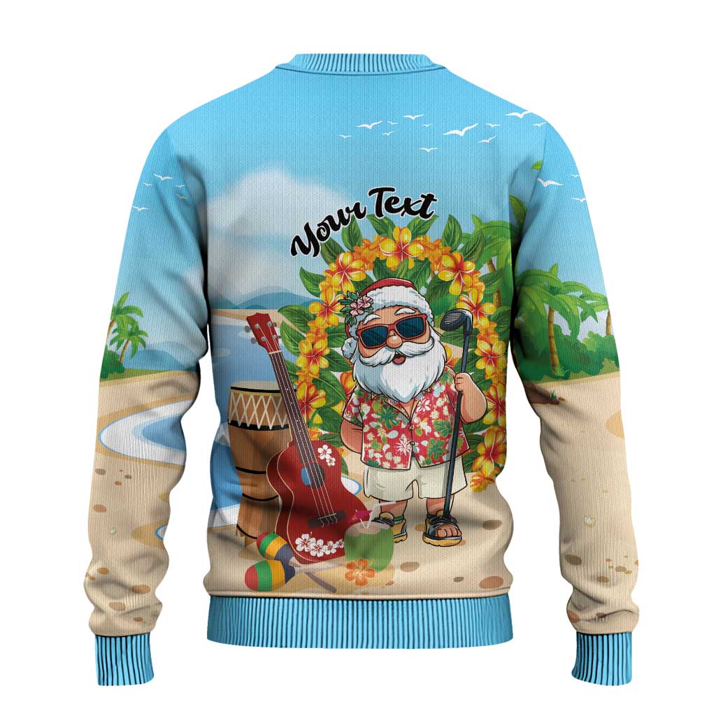 Personalized Hawaii Golf Christmas Ugly Christmas Sweater Mele Kalikimaka Funny Golfer Santa - Wonder Print Shop