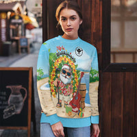Personalized Hawaii Golf Christmas Ugly Christmas Sweater Mele Kalikimaka Funny Golfer Santa - Wonder Print Shop