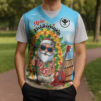 Personalized Hawaii Golf Christmas Knitted V-Neck Vest Mele Kalikimaka Funny Golfer Santa - Wonder Print Shop