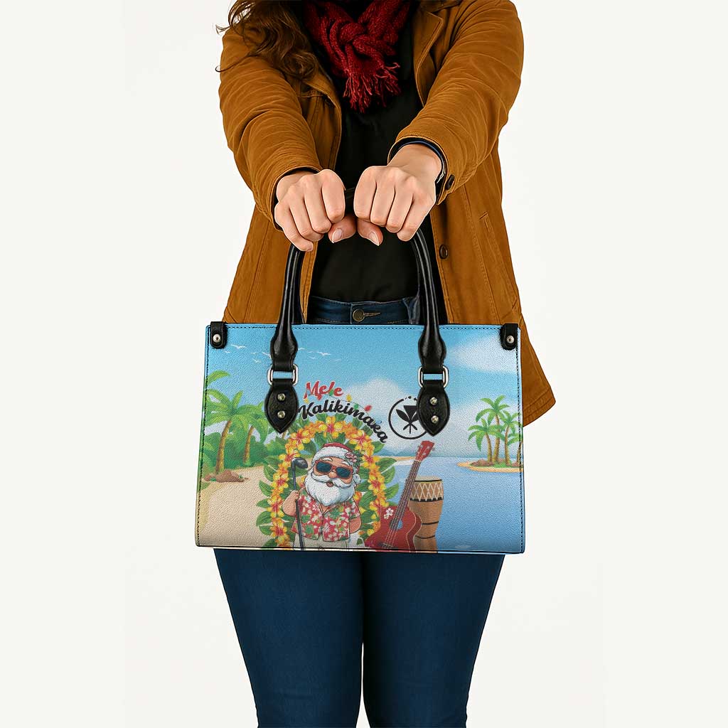 Hawaii Golf Christmas Leather Bag Mele Kalikimaka Funny Golfer Santa - Wonder Print Shop