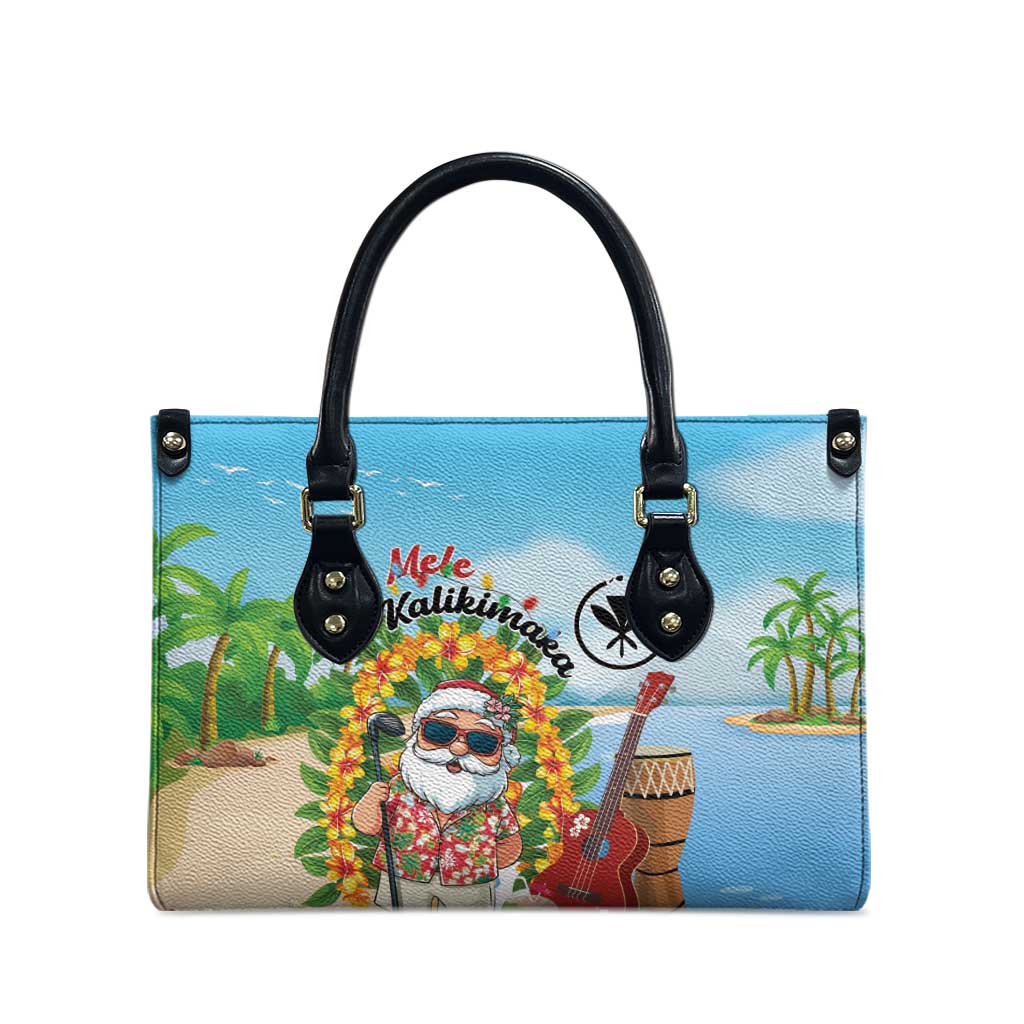 Hawaii Golf Christmas Leather Bag Mele Kalikimaka Funny Golfer Santa - Wonder Print Shop
