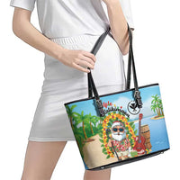 Hawaii Golf Christmas Leather Tote Bag Mele Kalikimaka Funny Golfer Santa - Wonder Print Shop