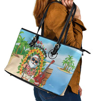 Hawaii Golf Christmas Leather Tote Bag Mele Kalikimaka Funny Golfer Santa - Wonder Print Shop
