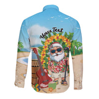 Personalized Hawaii Golf Christmas Long Sleeve Button Shirt Mele Kalikimaka Funny Golfer Santa - Wonder Print Shop