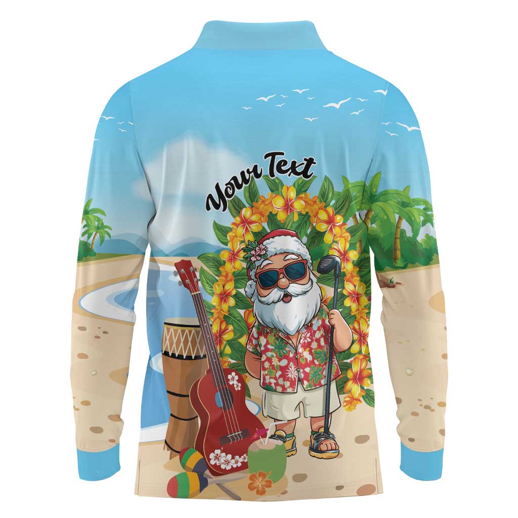 Personalized Hawaii Golf Christmas Long Sleeve Polo Shirt Mele Kalikimaka Funny Golfer Santa - Wonder Print Shop