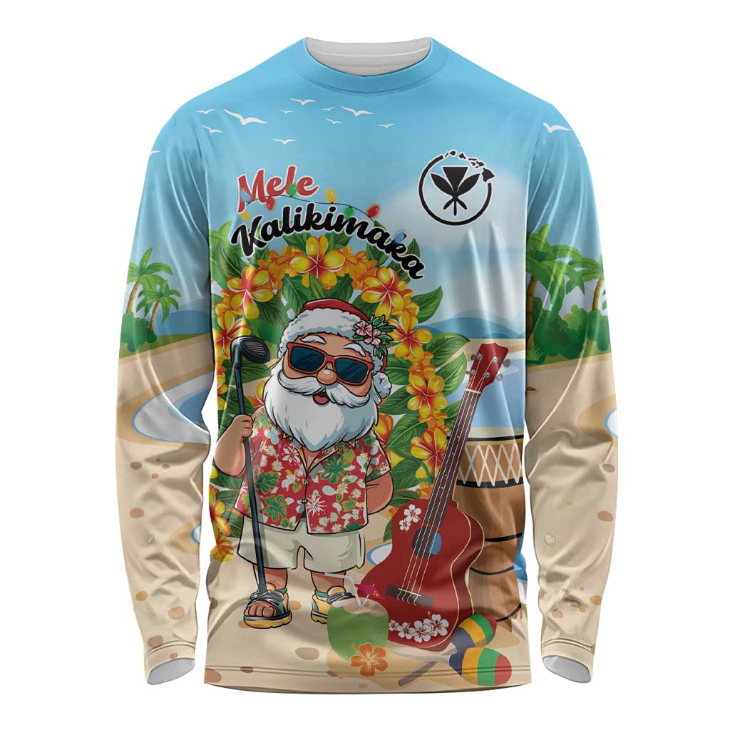 Personalized Hawaii Golf Christmas Long Sleeve Shirt Mele Kalikimaka Funny Golfer Santa - Wonder Print Shop