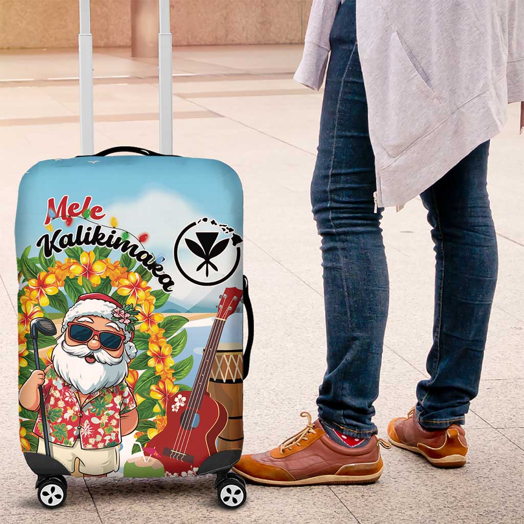 Hawaii Golf Christmas Luggage Cover Mele Kalikimaka Funny Golfer Santa - Wonder Print Shop