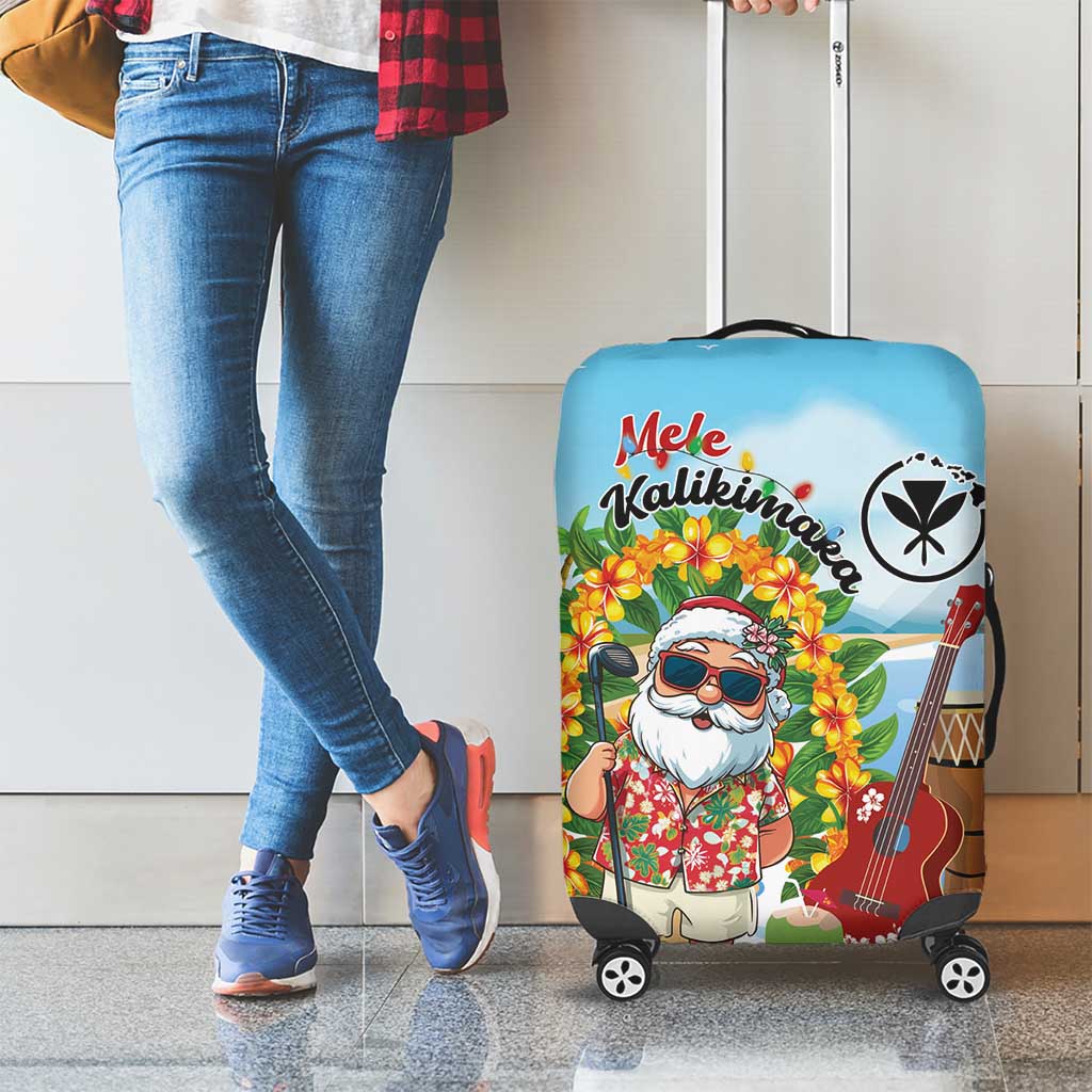 Hawaii Golf Christmas Luggage Cover Mele Kalikimaka Funny Golfer Santa - Wonder Print Shop