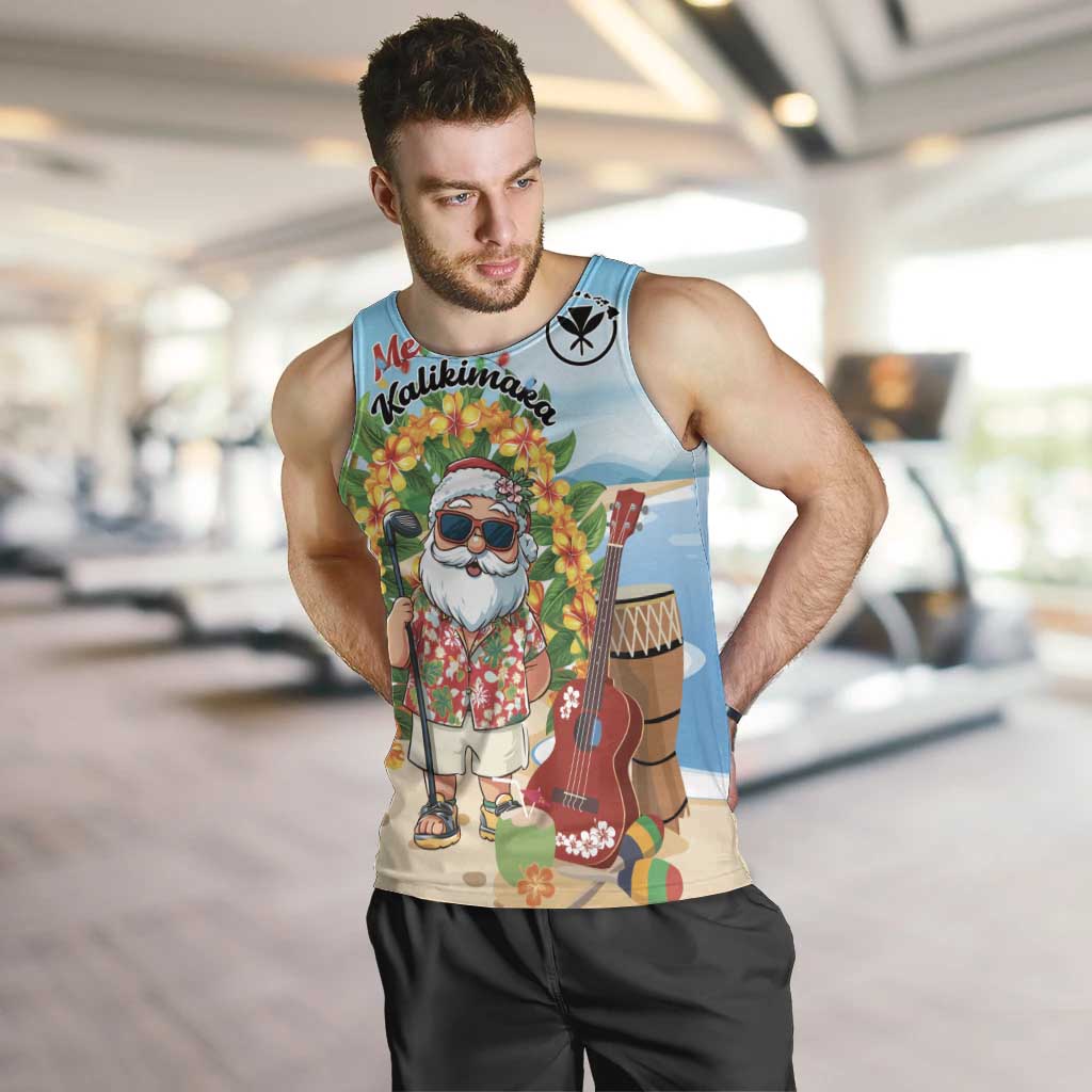 Personalized Hawaii Golf Christmas Men Tank Top Mele Kalikimaka Funny Golfer Santa - Wonder Print Shop
