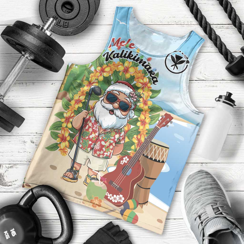 Personalized Hawaii Golf Christmas Men Tank Top Mele Kalikimaka Funny Golfer Santa - Wonder Print Shop