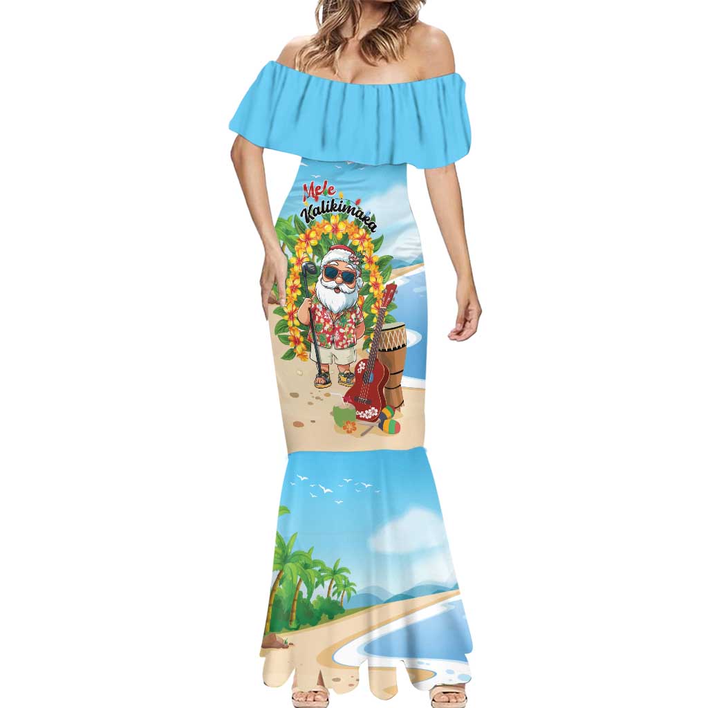 Personalized Hawaii Golf Christmas Mermaid Dress Mele Kalikimaka Funny Golfer Santa - Wonder Print Shop