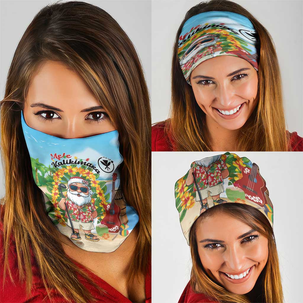 Hawaii Golf Christmas Neck Gaiter Mele Kalikimaka Funny Golfer Santa - Wonder Print Shop