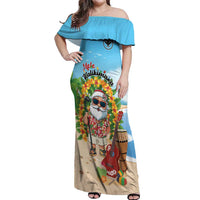 Personalized Hawaii Golf Christmas Off Shoulder Maxi Dress Mele Kalikimaka Funny Golfer Santa - Wonder Print Shop