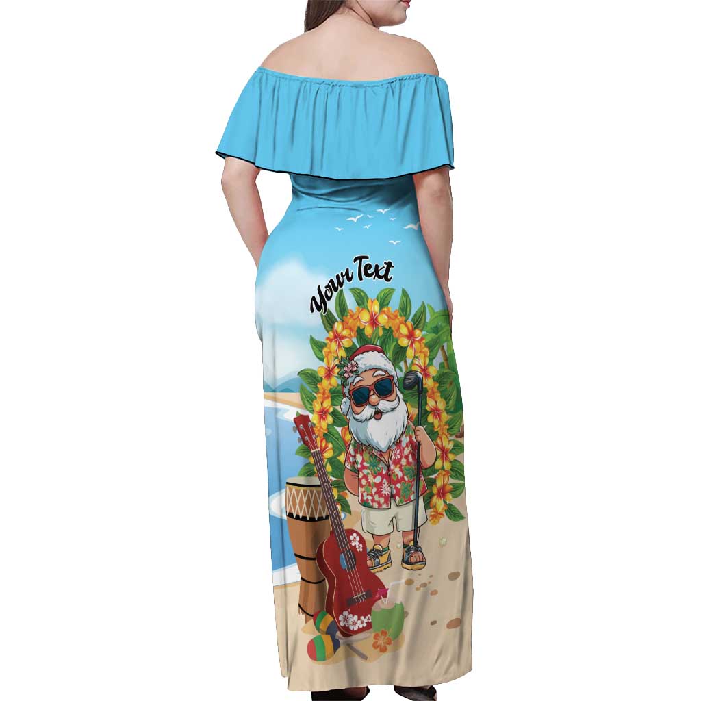 Personalized Hawaii Golf Christmas Off Shoulder Maxi Dress Mele Kalikimaka Funny Golfer Santa - Wonder Print Shop