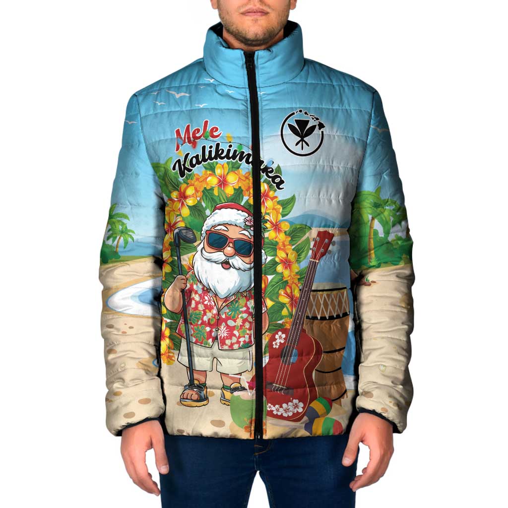 Personalized Hawaii Golf Christmas Padded Jacket Mele Kalikimaka Funny Golfer Santa - Wonder Print Shop