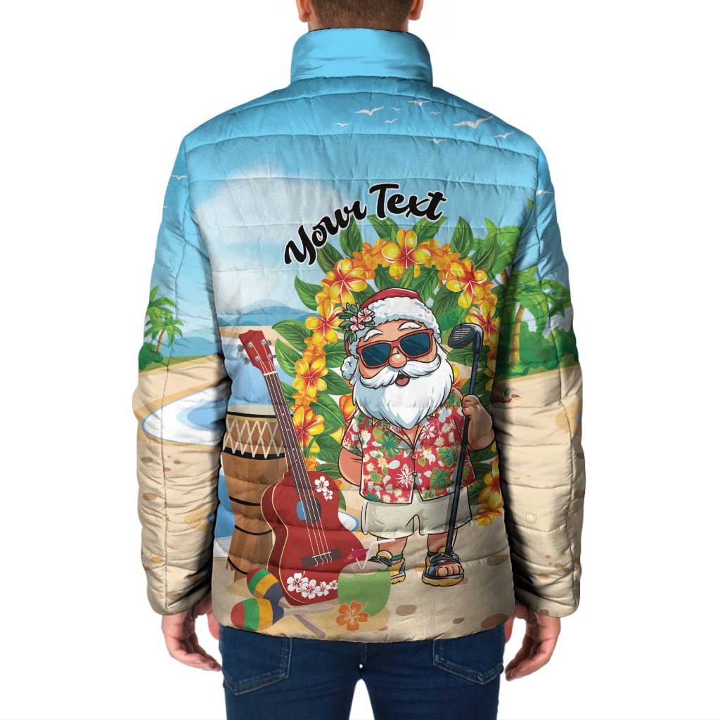 Personalized Hawaii Golf Christmas Padded Jacket Mele Kalikimaka Funny Golfer Santa - Wonder Print Shop