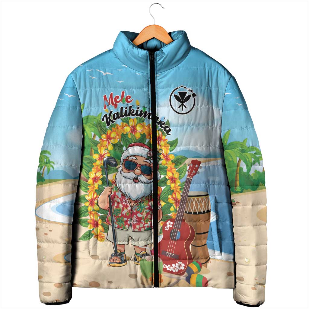 Personalized Hawaii Golf Christmas Padded Jacket Mele Kalikimaka Funny Golfer Santa - Wonder Print Shop