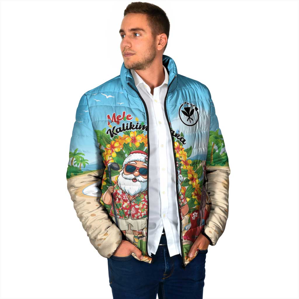 Personalized Hawaii Golf Christmas Padded Jacket Mele Kalikimaka Funny Golfer Santa - Wonder Print Shop