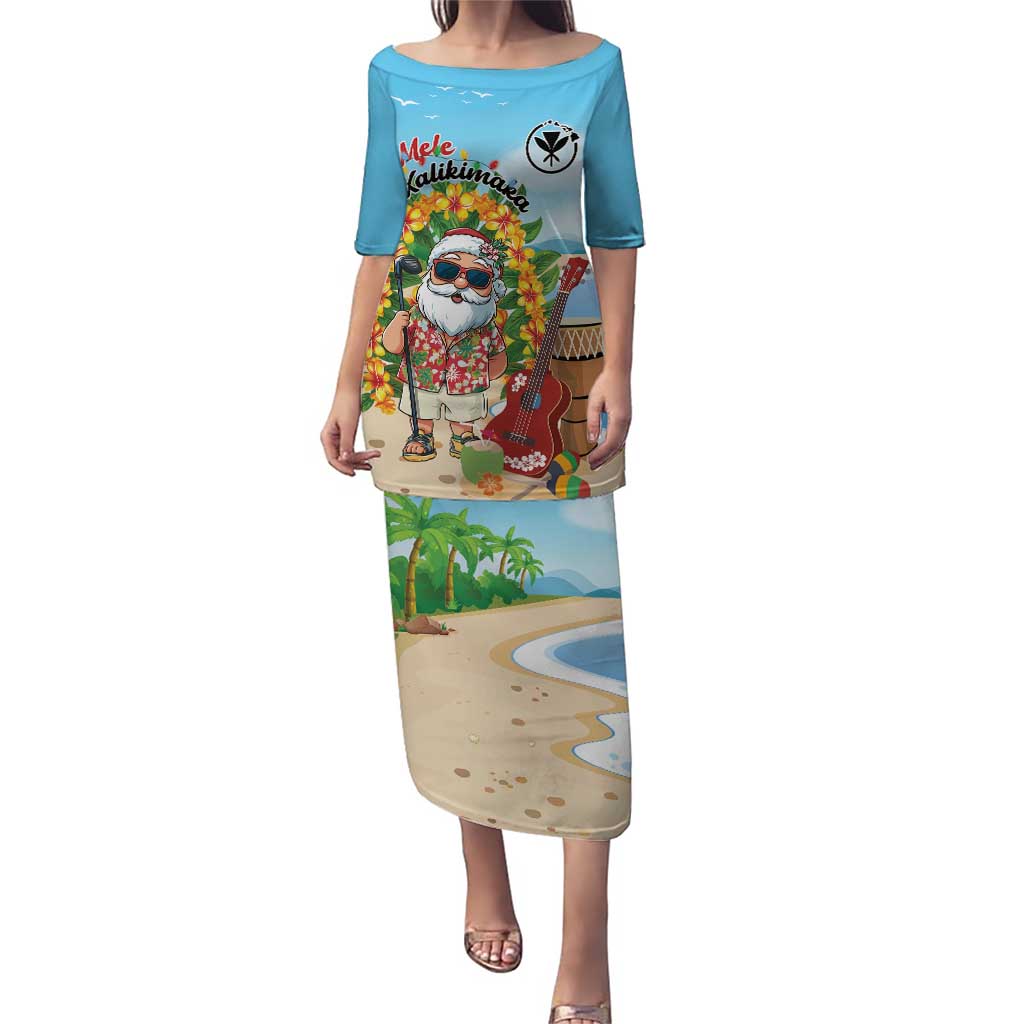 Personalized Hawaii Golf Christmas Puletasi Mele Kalikimaka Funny Golfer Santa - Wonder Print Shop