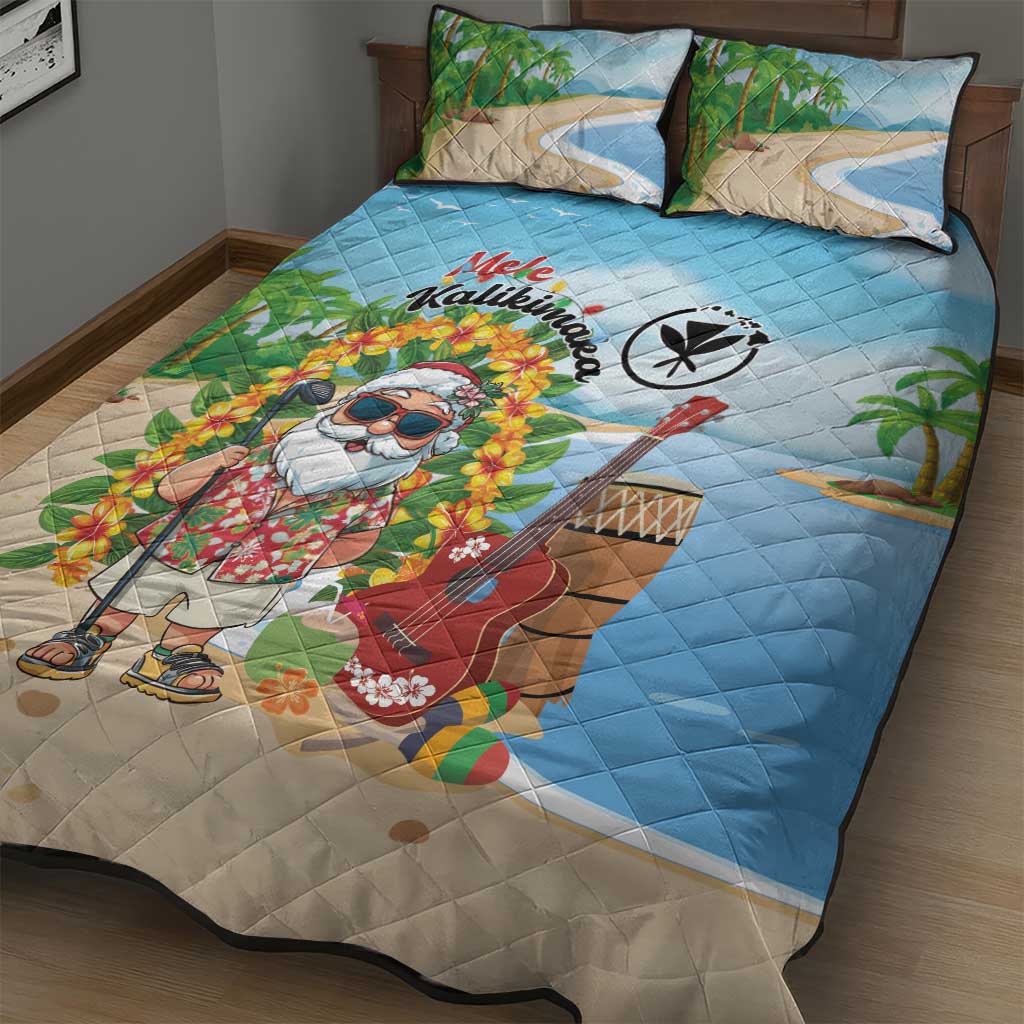 Hawaii Golf Christmas Quilt Bed Set Mele Kalikimaka Funny Golfer Santa - Wonder Print Shop