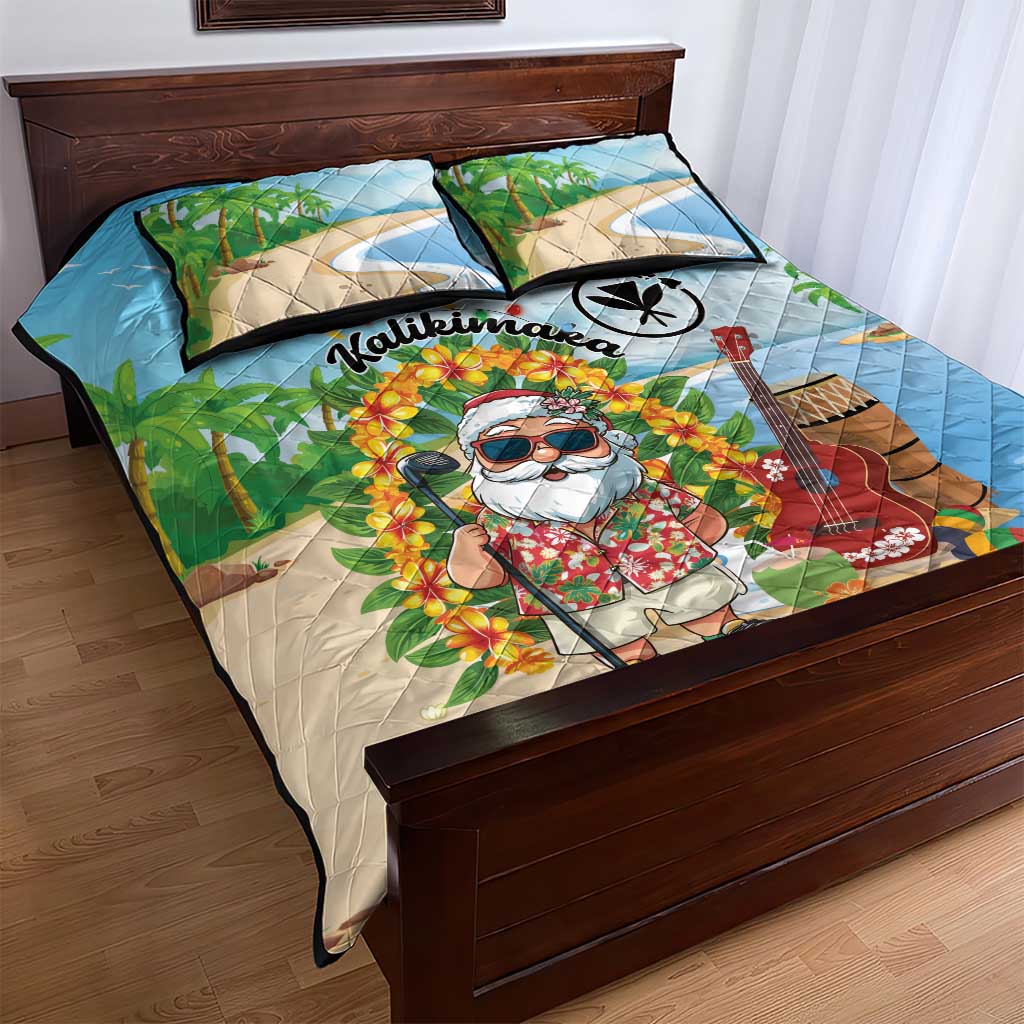Hawaii Golf Christmas Quilt Bed Set Mele Kalikimaka Funny Golfer Santa - Wonder Print Shop