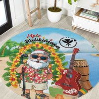 Hawaii Golf Christmas Round Carpet Mele Kalikimaka Funny Golfer Santa - Wonder Print Shop