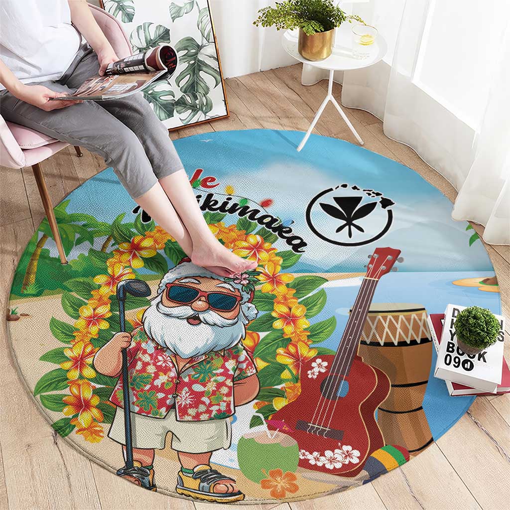 Hawaii Golf Christmas Round Carpet Mele Kalikimaka Funny Golfer Santa - Wonder Print Shop
