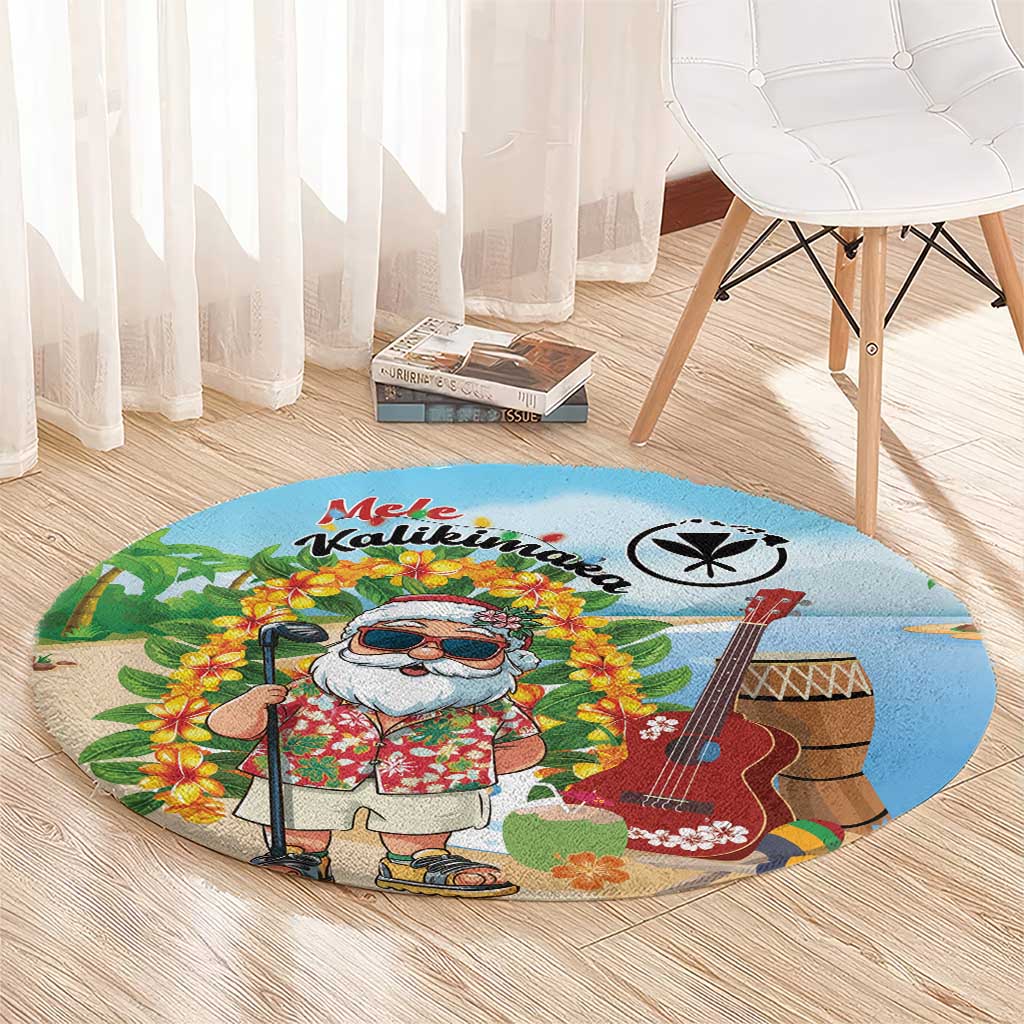 Hawaii Golf Christmas Round Carpet Mele Kalikimaka Funny Golfer Santa - Wonder Print Shop