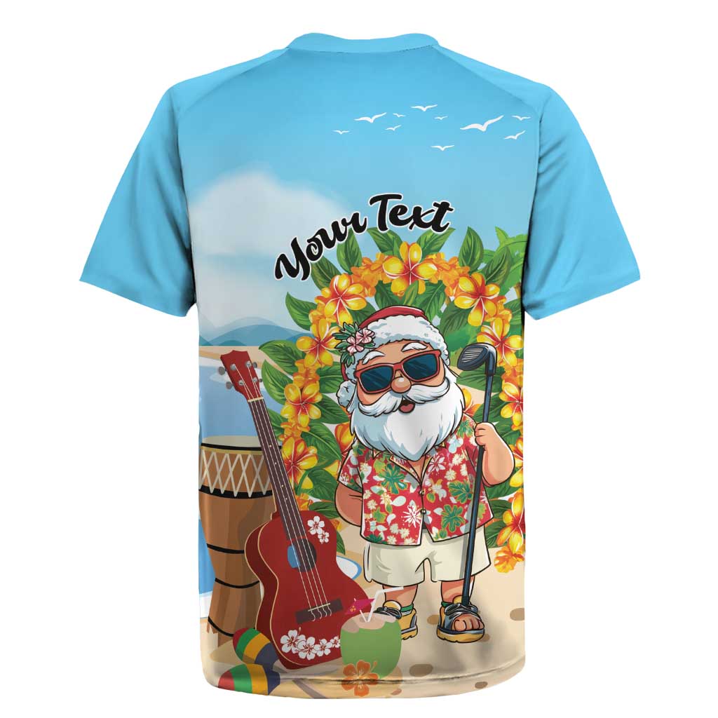 Personalized Hawaii Golf Christmas Rugby Jersey Mele Kalikimaka Funny Golfer Santa - Wonder Print Shop