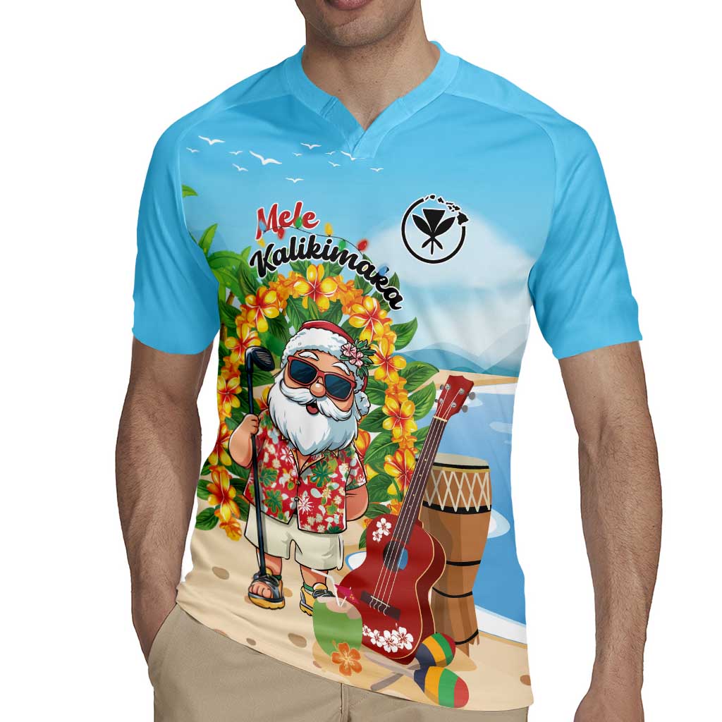 Personalized Hawaii Golf Christmas Rugby Jersey Mele Kalikimaka Funny Golfer Santa - Wonder Print Shop