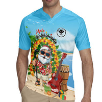 Personalized Hawaii Golf Christmas Rugby Jersey Mele Kalikimaka Funny Golfer Santa - Wonder Print Shop