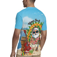 Personalized Hawaii Golf Christmas Rugby Jersey Mele Kalikimaka Funny Golfer Santa - Wonder Print Shop