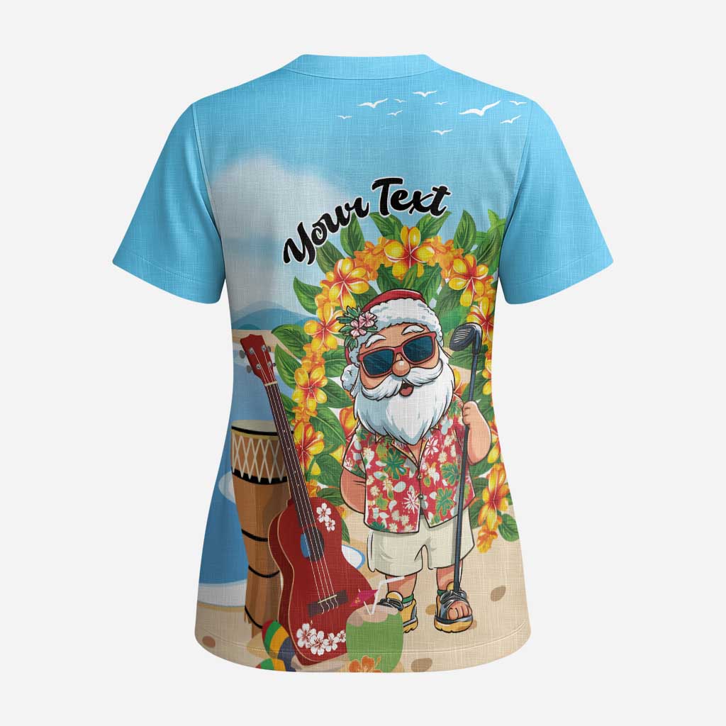 Personalized Hawaii Golf Christmas Scrub Top Mele Kalikimaka Funny Golfer Santa - Wonder Print Shop