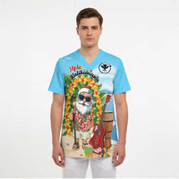 Personalized Hawaii Golf Christmas Scrub Top Mele Kalikimaka Funny Golfer Santa - Wonder Print Shop