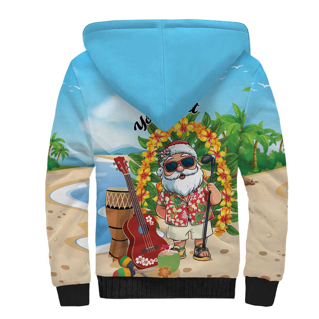 Personalized Hawaii Golf Christmas Sherpa Hoodie Mele Kalikimaka Funny Golfer Santa - Wonder Print Shop