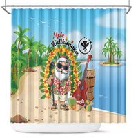 Hawaii Golf Christmas Shower Curtain Mele Kalikimaka Funny Golfer Santa - Wonder Print Shop