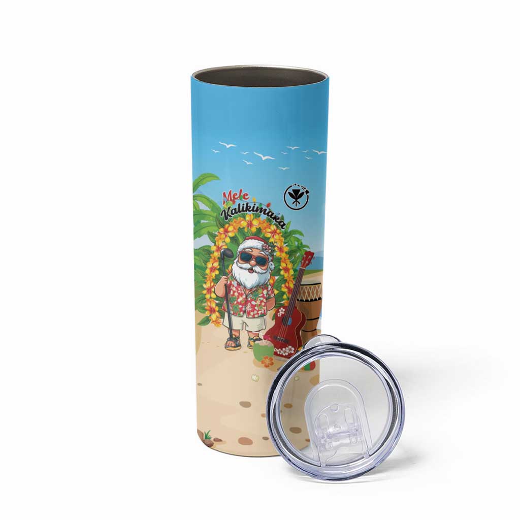 Personalized Hawaii Golf Christmas Skinny Tumbler Mele Kalikimaka Funny Golfer Santa - Wonder Print Shop